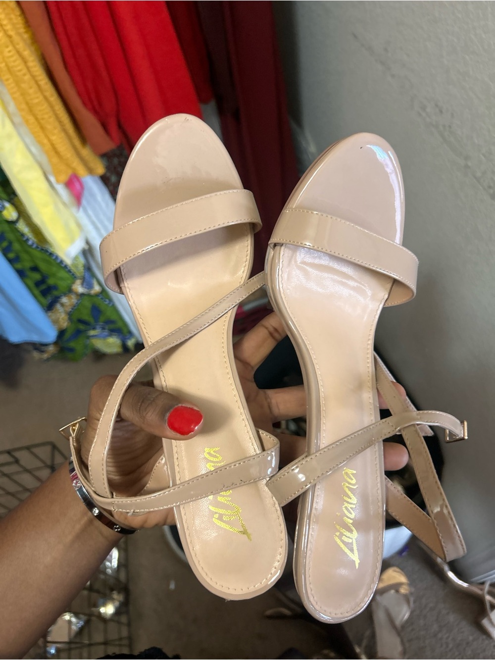 Nude Patent Strap Heels